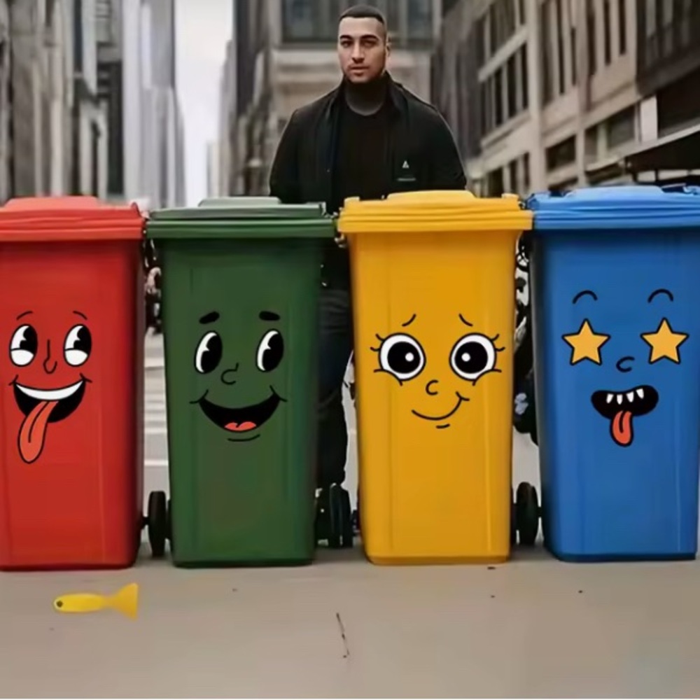 Colorful Cartoon Trash Or Container Stickers - Picture 9 of 9